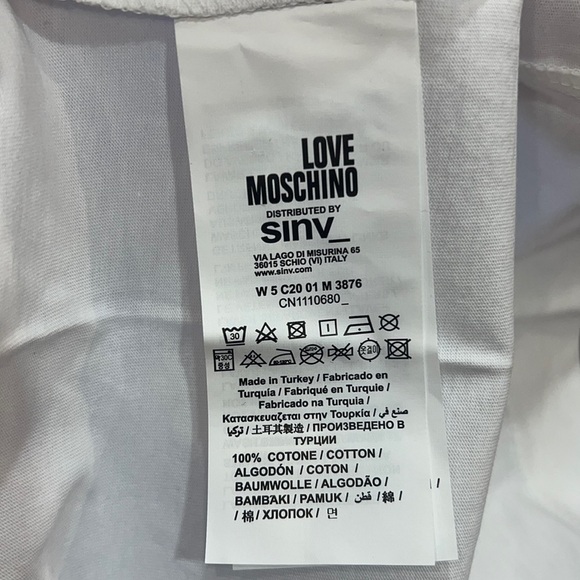 LOVE MOSCHINO White Cotton Palm Tree Print Crewneck T-Shirt Dress US 4 - Picture 13 of 15